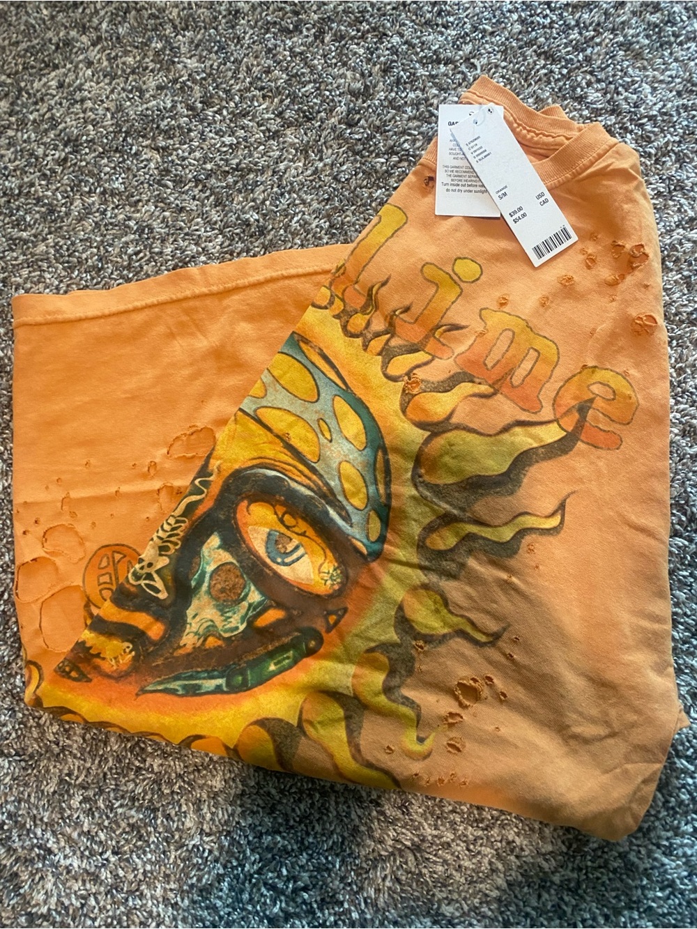 NWT S/M Urban Outfitters Sublime Distressed Orange Tee